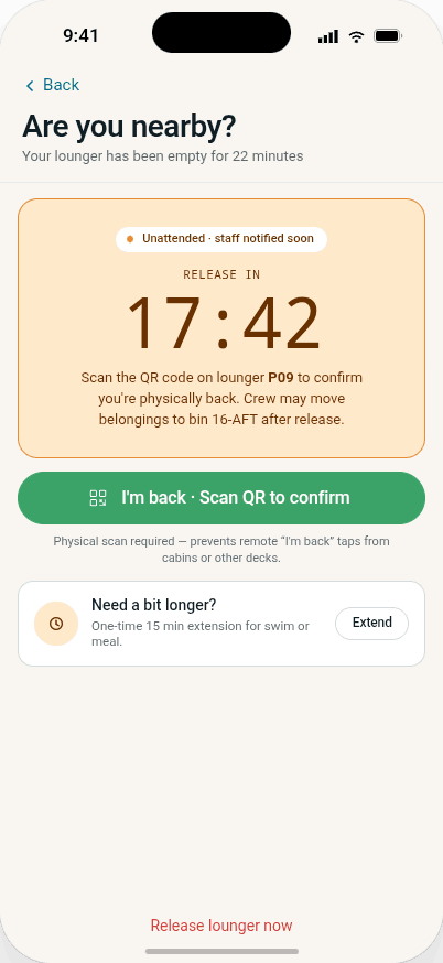 Slounger guest app — warning screen